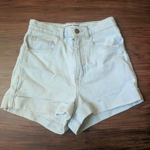 Pin striped high waisted shorts